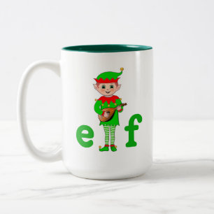 Caneca De Café Em Dois Tons Elfo Musical de Natal Moderno 
