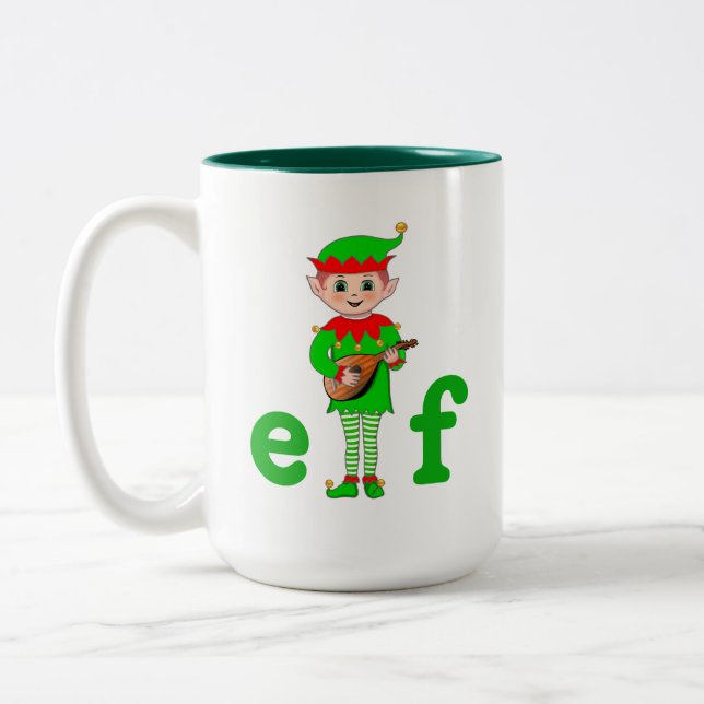 Caneca De Café Em Dois Tons Elfo Musical de Natal Moderno  (Esquerda)