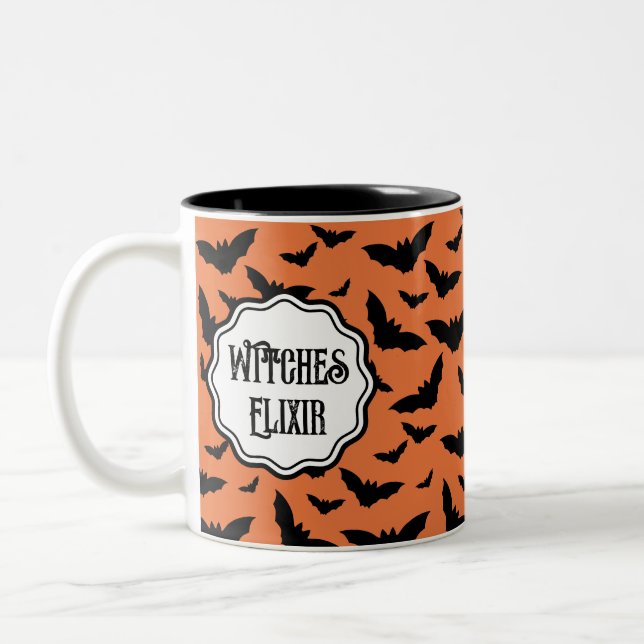 Caneca De Café Em Dois Tons Elixir - Bruxas Negras Laranja Personalizadas (Esquerda)