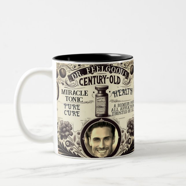 Caneca De Café Em Dois Tons Elixir Milagroso Recupere-se Logo (Esquerda)