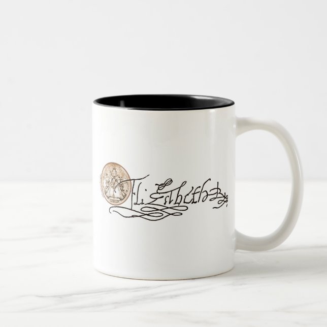 Caneca De Café Em Dois Tons Elizabeth mim assinatura (versão 2) (Direita)