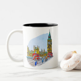 Caneca De Café Em Dois Tons Elizabeth Tower, também conhecido como Big Ben