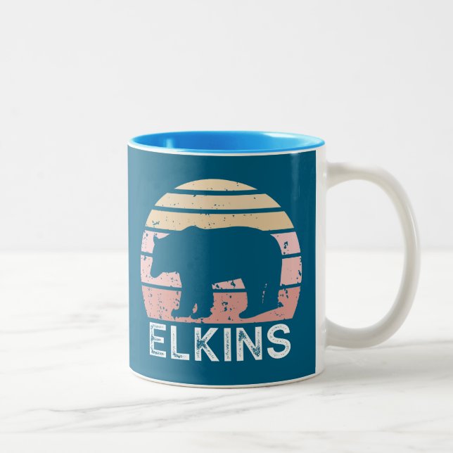 Caneca De Café Em Dois Tons Elkins West Virginia Retro Bear (Direita)