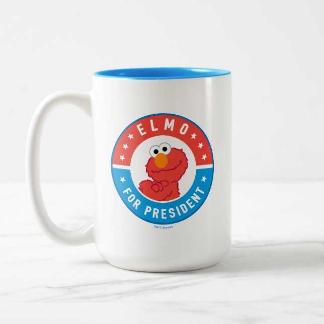 Caneca De Café Em Dois Tons Elmo para Presidente Crachá (Esquerda)