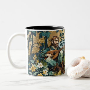 Caneca De Café Em Dois Tons Elves Jogando Lutas na Floresta