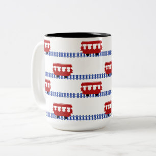 Caneca De Café Em Dois Tons em homenagem ao Sr. Rogers - Trolley 15 oz