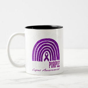 Caneca De Café Em Dois Tons Em Maio Vestimos Roxo Para A Consciência Do Lupus