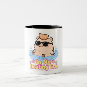 Caneca De Café Em Dois Tons Em Minha Era de Cura Capivara Engraçada