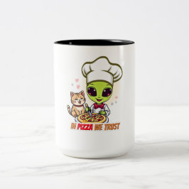 Caneca De Café Em Dois Tons Em Pizza Nós Confiamos Arte de Chef Alienígena