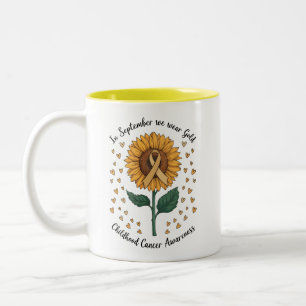 Caneca De Café Em Dois Tons Em Setembro Usamos Dourado Conscientização do Cânc