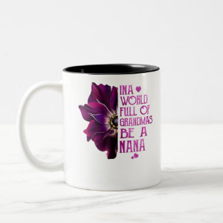Caneca De Café Em Dois Tons Em Um Cheio Mundial De Avós Seja Um Anêmone Roxo