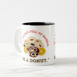 CANECA DE CAFÉ EM DOIS TONS EM UMA PALAVRA DE BAGELS, SEJA UMA ROSQUINHA