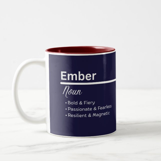 Caneca De Café Em Dois Tons Ember Personalized Name Coffee Mug (Esquerda)