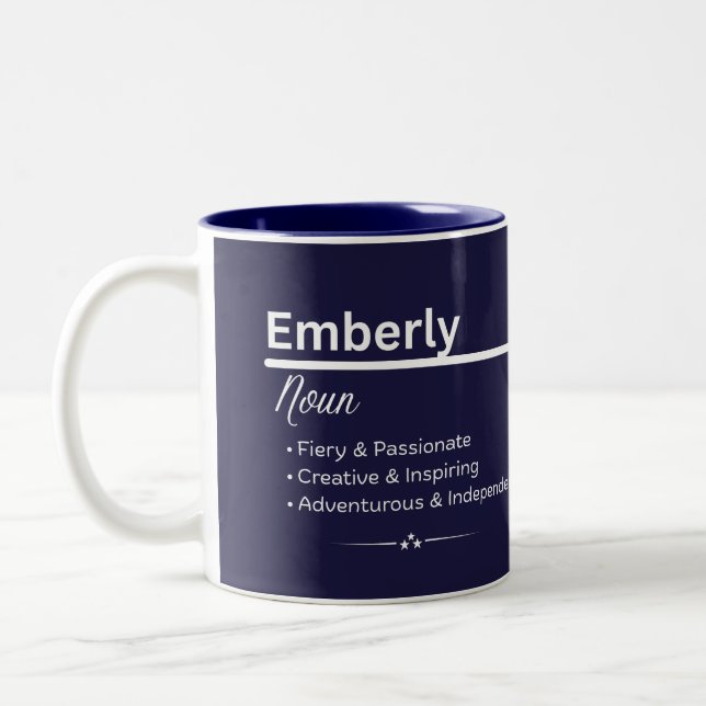 Caneca De Café Em Dois Tons Emberly Personalized Name Coffee Mug (Esquerda)