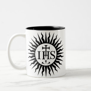 Caneca De Café Em Dois Tons Emblema da Sociedade de Jesus