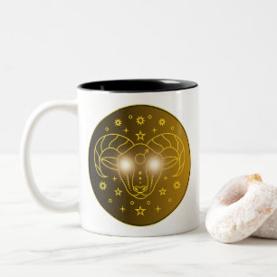 Caneca De Café Em Dois Tons Emblema do Zodíaco Áries Símbolo Celestial Minim