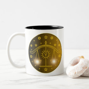 Caneca De Café Em Dois Tons Emblema do Zodíaco de Libra Símbolo Celestial Mi
