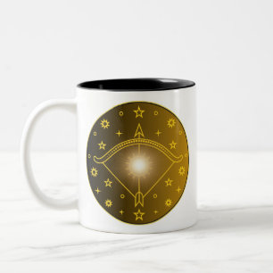 Caneca De Café Em Dois Tons Emblema do Zodíaco de Sagitário Símbolo Celestial 