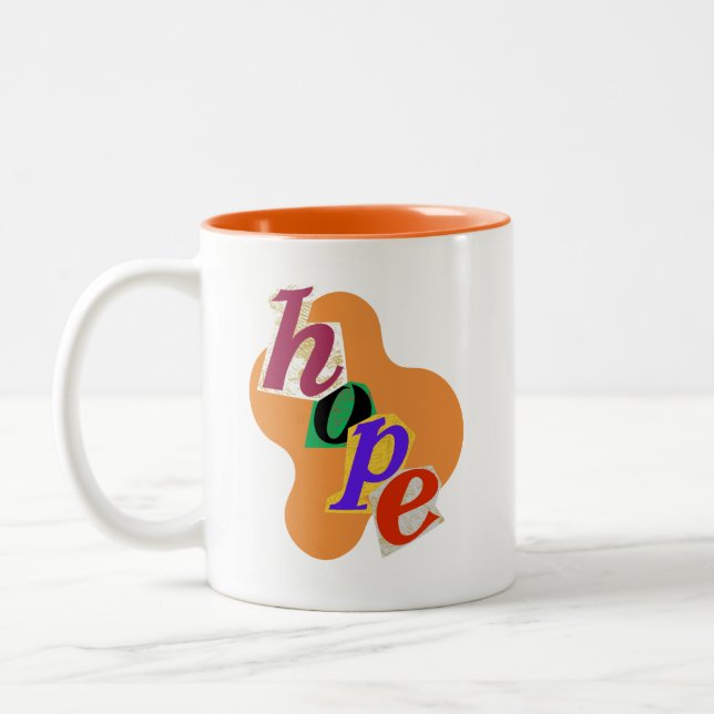 Caneca De Café Em Dois Tons "Embrace esperança e positividade!" (Esquerda)