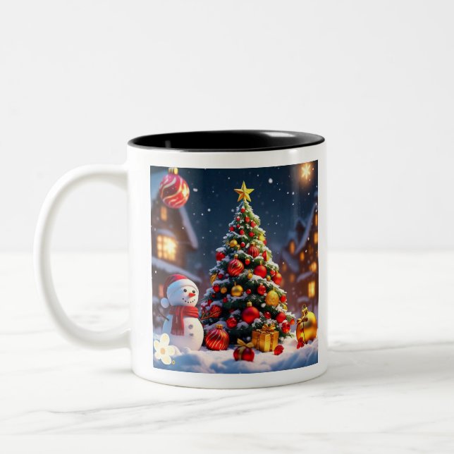 Caneca De Café Em Dois Tons "Embraço quente do inverno" (Esquerda)