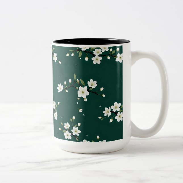 Caneca De Café Em Dois Tons Emerald Cherry Blossom Petal Mug (Direita)