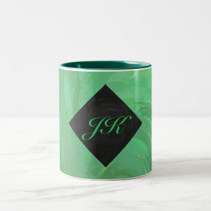 Caneca De Café Em Dois Tons Emerald Cream e Monograma Negro