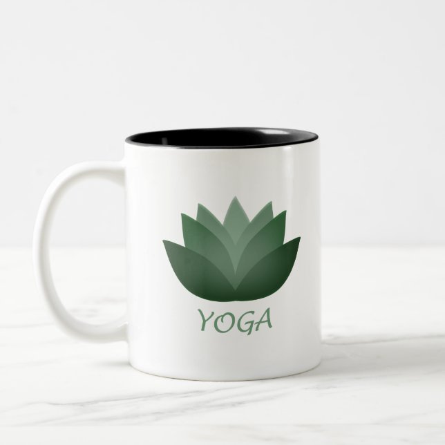 Caneca De Café Em Dois Tons Emerald Yoga Lotus Flower (Esquerda)