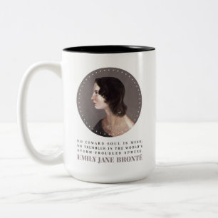 Caneca De Café Em Dois Tons Emily Bronte, Retrato e Citação - Sem Alma de Co