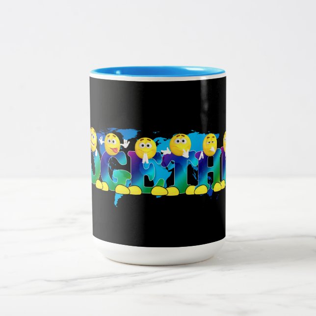 Caneca De Café Em Dois Tons Emojis Juntos (Centro)