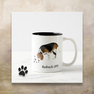 Caneca De Café Em Dois Tons Encaixe do beagle GPS Redneck