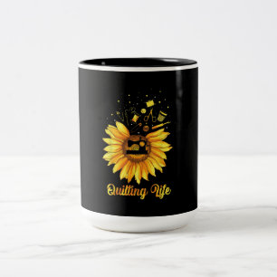 Caneca De Café Em Dois Tons Encantamento Engraçado Vida Amor Flor Sol Quilters