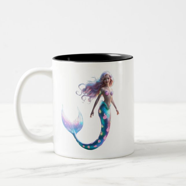 Caneca De Café Em Dois Tons Encantando Sereia (Esquerda)