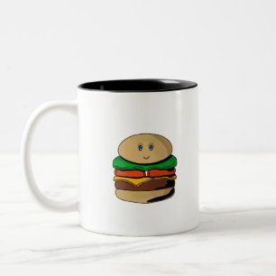 Caneca De Café Em Dois Tons Encantável Burger Hamburger Kawaii