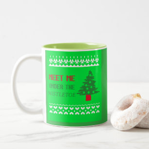 Caneca De Café Em Dois Tons Encontre-me sob o visco