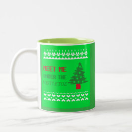 Caneca De Café Em Dois Tons Encontre-me sob o visco