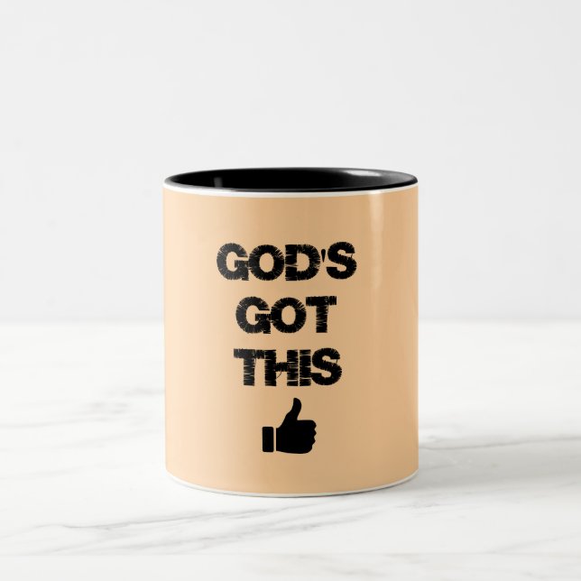 Caneca De Café Em Dois Tons Encorajamento: Deus tem isso (Centro)