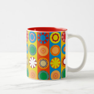 Caneca De Café Em Dois Tons Energia de Flor nas Linhas
