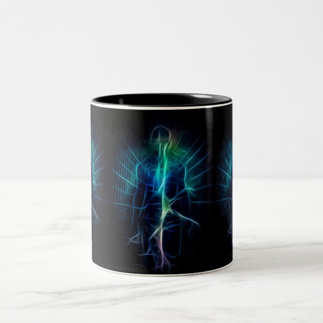 Caneca De Café Em Dois Tons Energia eterna humana (Centro)