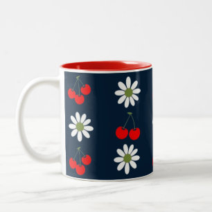 Caneca De Café Em Dois Tons Enfeite Cereja Daisy