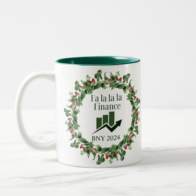 Caneca De Café Em Dois Tons Enfeite de Natal de Finanças (Esquerda)
