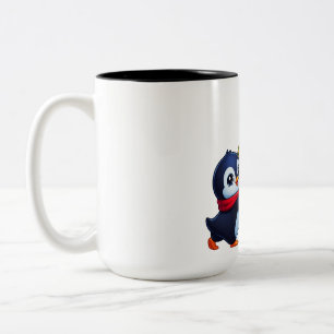 Caneca De Café Em Dois Tons Enfeite de Natal de Pinguim Alegria