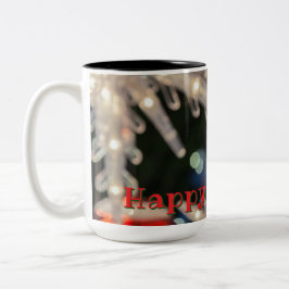 Caneca De Café Em Dois Tons Enfeite de Natal e Luz