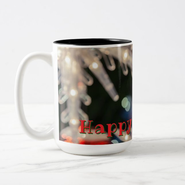 Caneca De Café Em Dois Tons Enfeite de Natal e Luz (Esquerda)