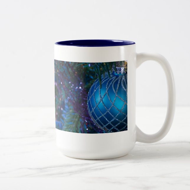 Caneca De Café Em Dois Tons Enfeites de natal azul (Direita)