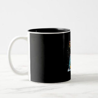 Caneca De Café Em Dois Tons Enfeites de natal de Luz de Parrot Reindeer Xmas