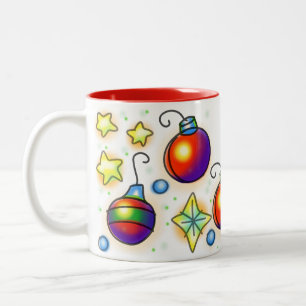 Caneca De Café Em Dois Tons Enfeites de natal E Estrelas Impressão