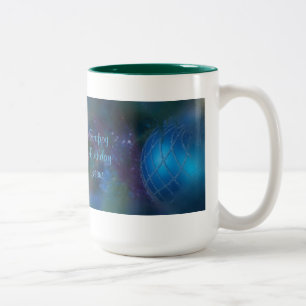 Caneca De Café Em Dois Tons Enfeites de natal religioso Azul