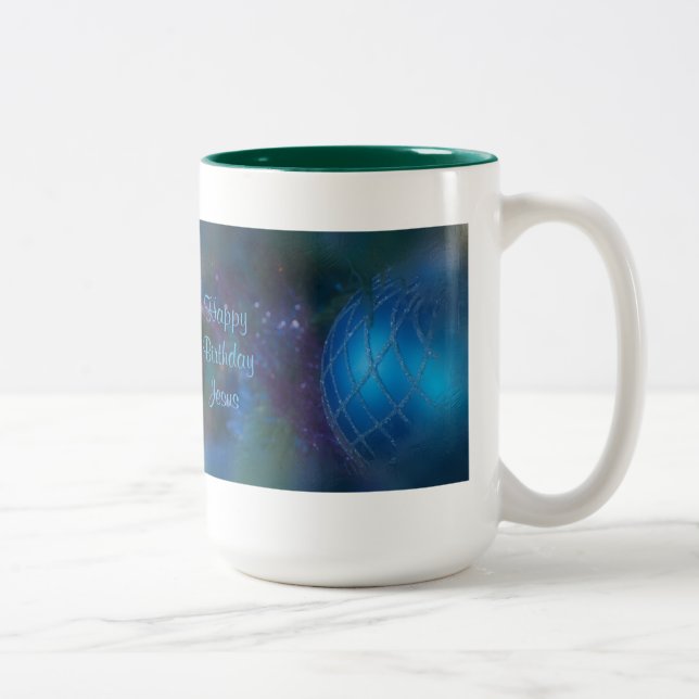Caneca De Café Em Dois Tons Enfeites de natal religioso Azul (Direita)