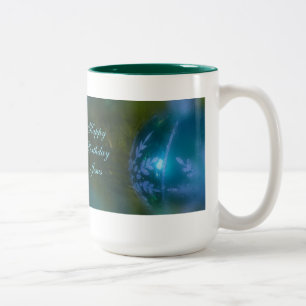 Caneca De Café Em Dois Tons Enfeites de natal religioso Azul