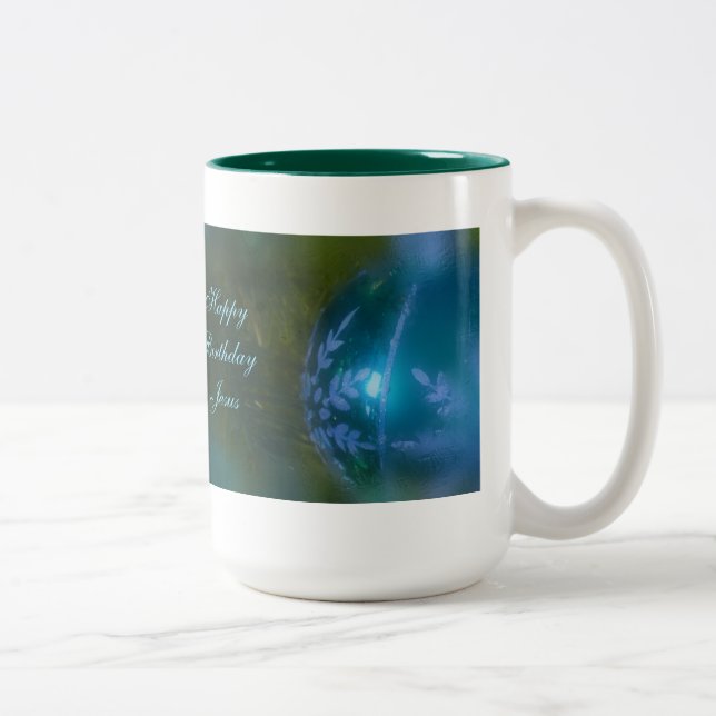 Caneca De Café Em Dois Tons Enfeites de natal religioso Azul (Direita)